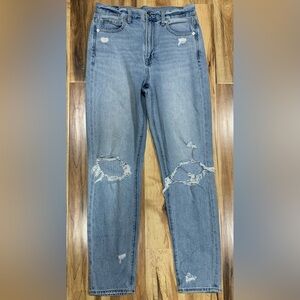 American Eagle Outfitters High Rise Mom Jean Distressed Womens 6 Long